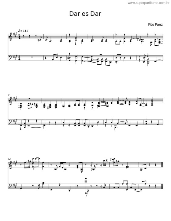 Partitura da música Dar Es Dar