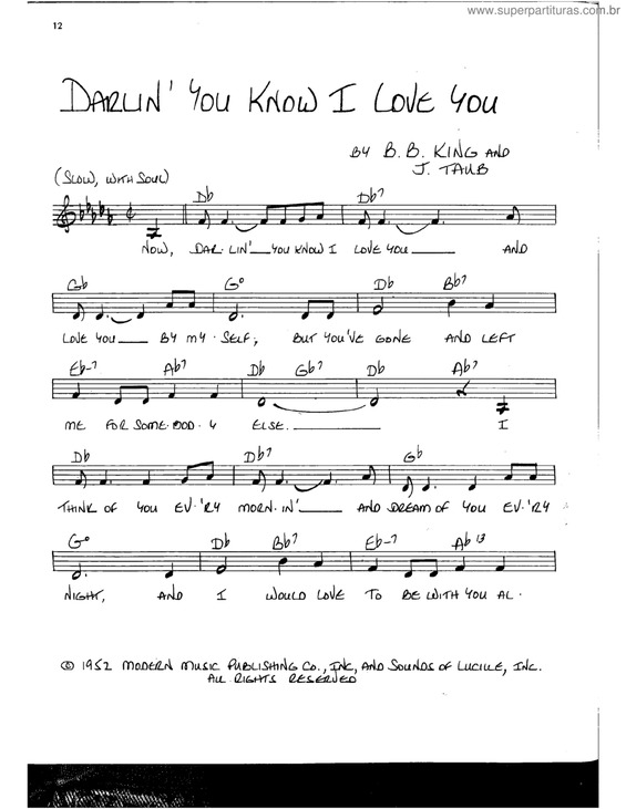 Partitura da música Darlin` you  know I love you