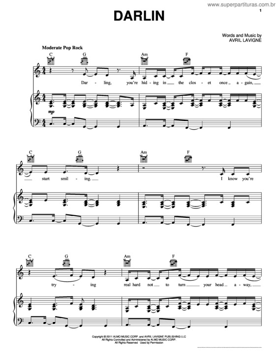 Partitura da música Darlin v.2