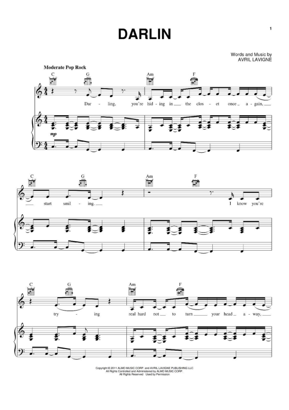 Partitura da música Darlin