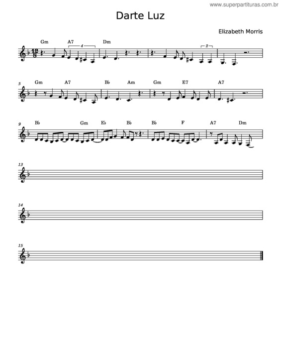 Partitura da música Darte Luz – Elizabeth Morris