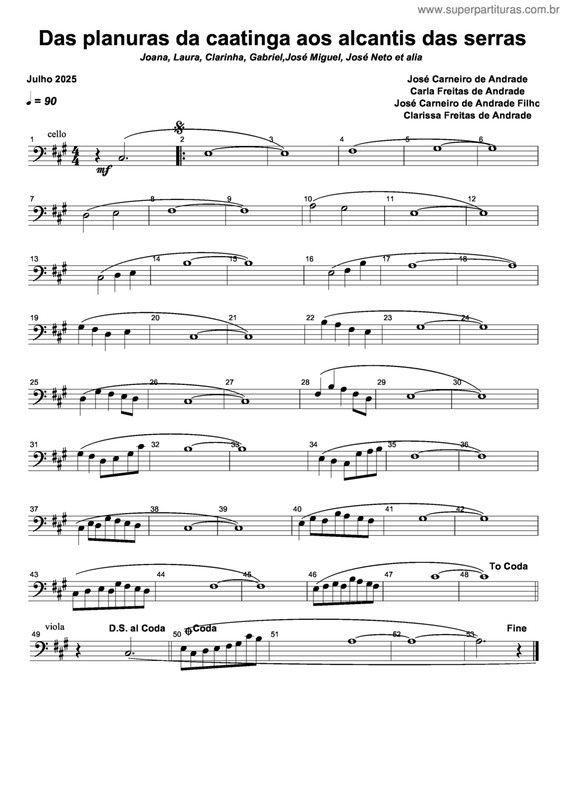 Partitura da música Das Planuras Da Caatinga Aos Alcantis Das Serras