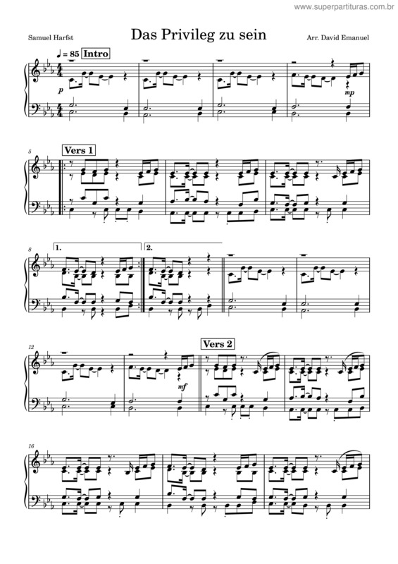 Partitura da música Das Privileg Zu Sein – Samuel Harfst
