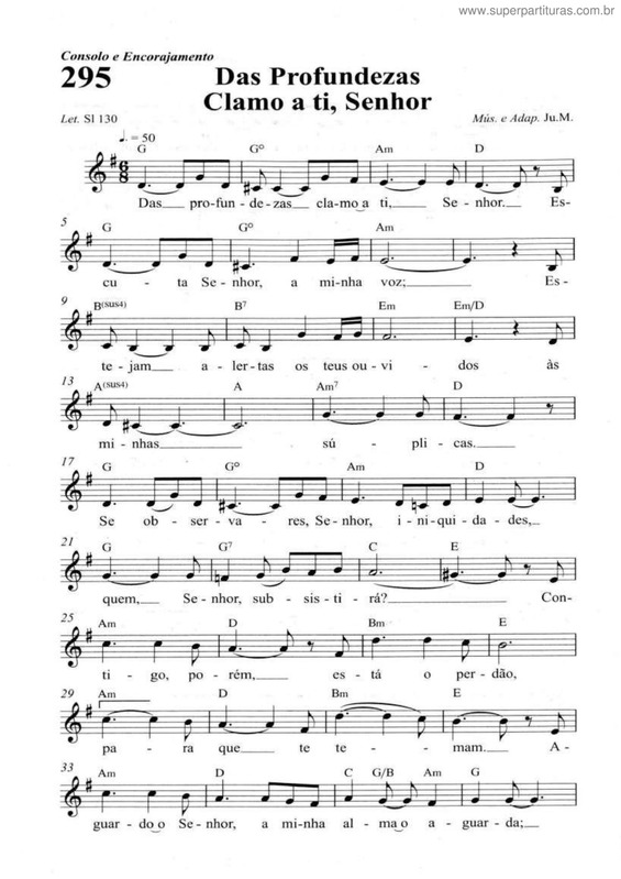 Partitura da música Das Profundezas Clamo A Ti, Senhor