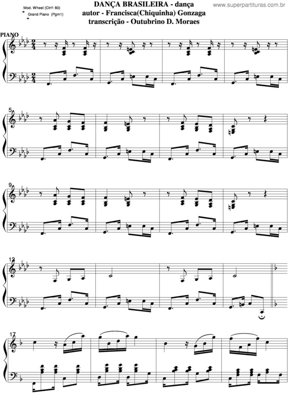 Partitura da música Dasnça Brasileira