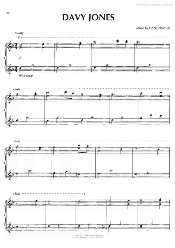 Partitura da música Davy Jones (Piratas do Caribe -Pirates of the Caribbean) v.2