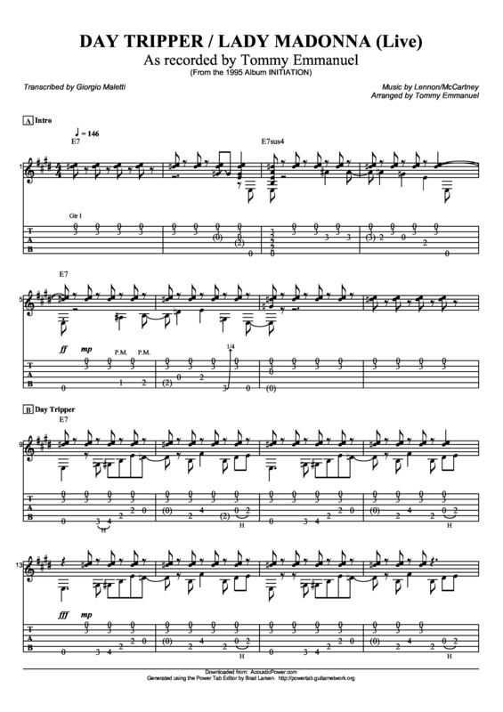 Partitura da música Day Tripper And Lady Madonna