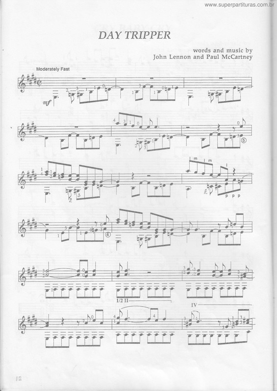 Partitura da música Day Tripper v.4