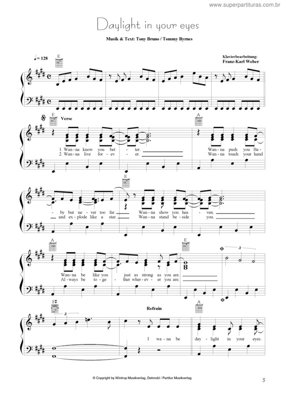 Partitura da música Daylight In Your Eyes