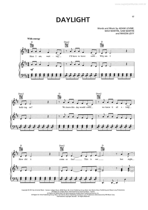 Partitura da música Daylight v.2