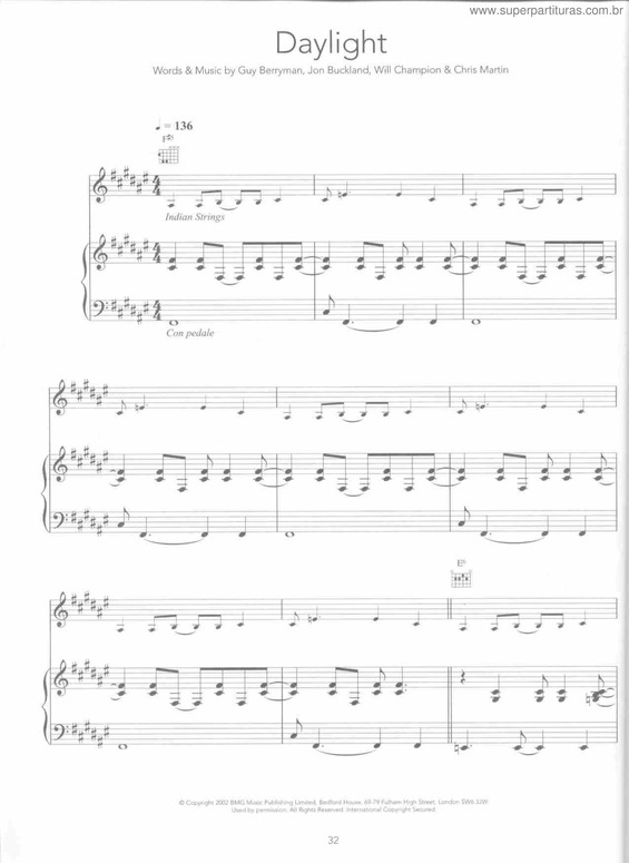 Partitura da música Daylight v.3