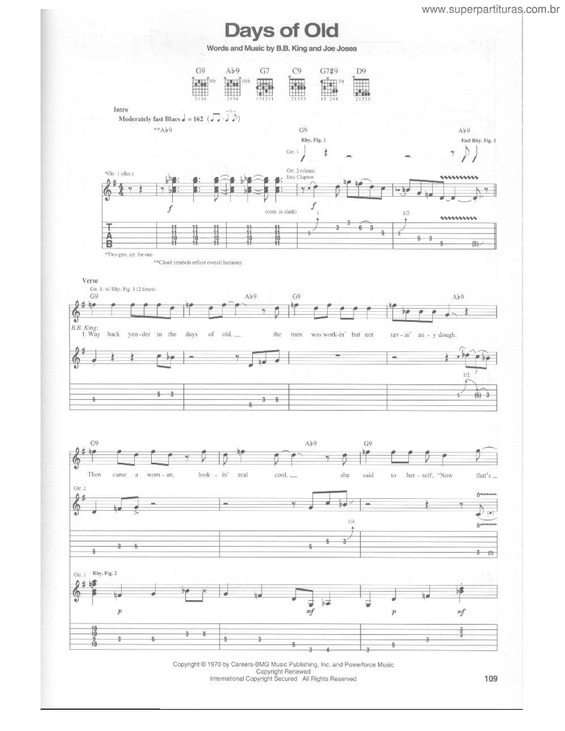 Partitura da música Days of old