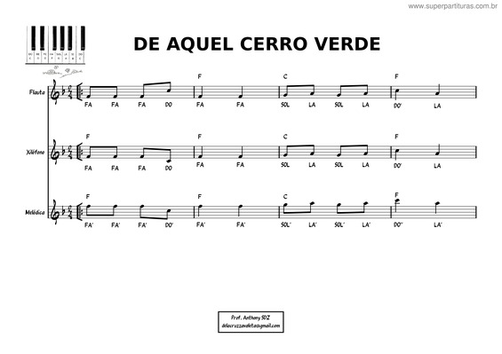 Partitura da música De Aquel Cerro Verde v.2