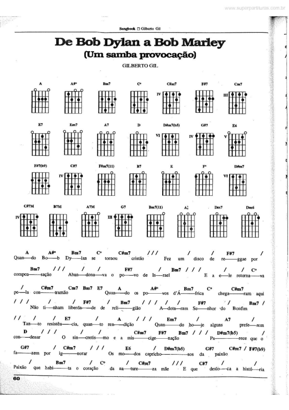 Partitura da música De Bob Dylan a Bob Marley (Um Samba Provocação)