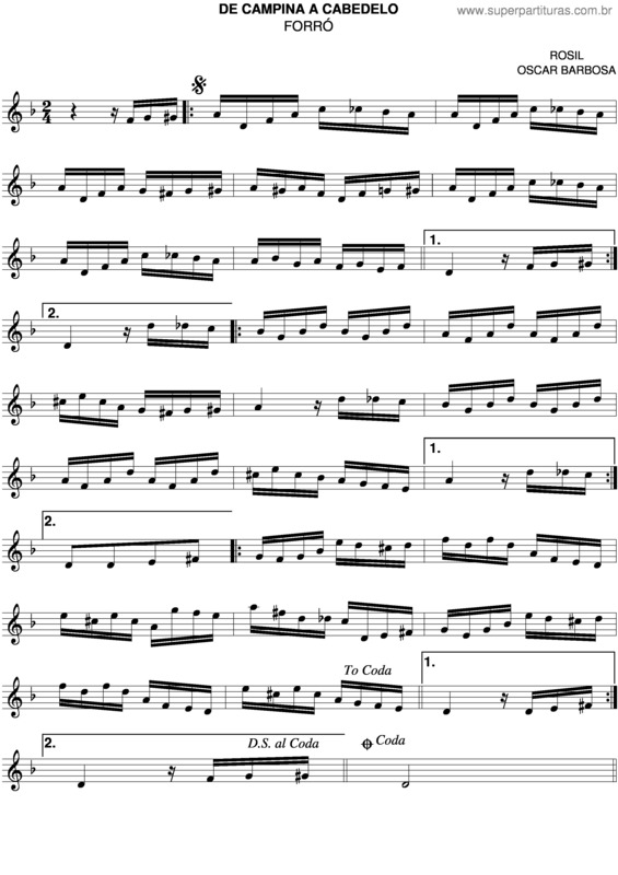 Partitura da música De Campina A Cabedelo v.2