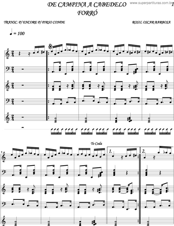 Partitura da música De Campina A Cabedelo v.3