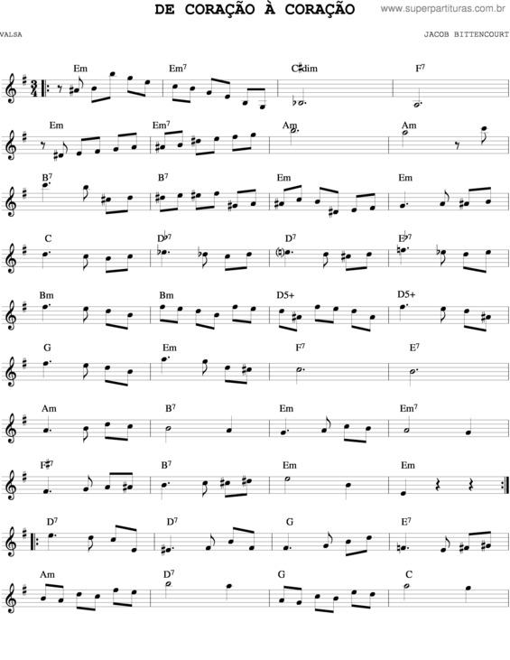 Partitura da música De Coração À Coração v.2