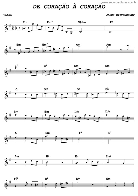 Partitura da música De Coração A Coração v.5