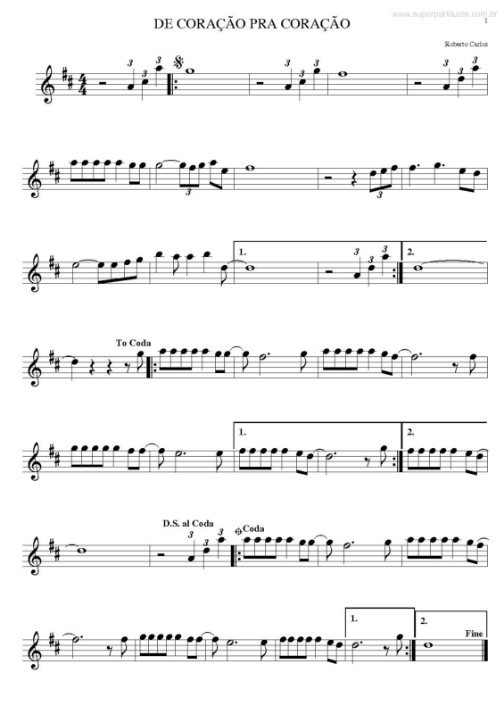 Partitura da música De Coração pra Coração