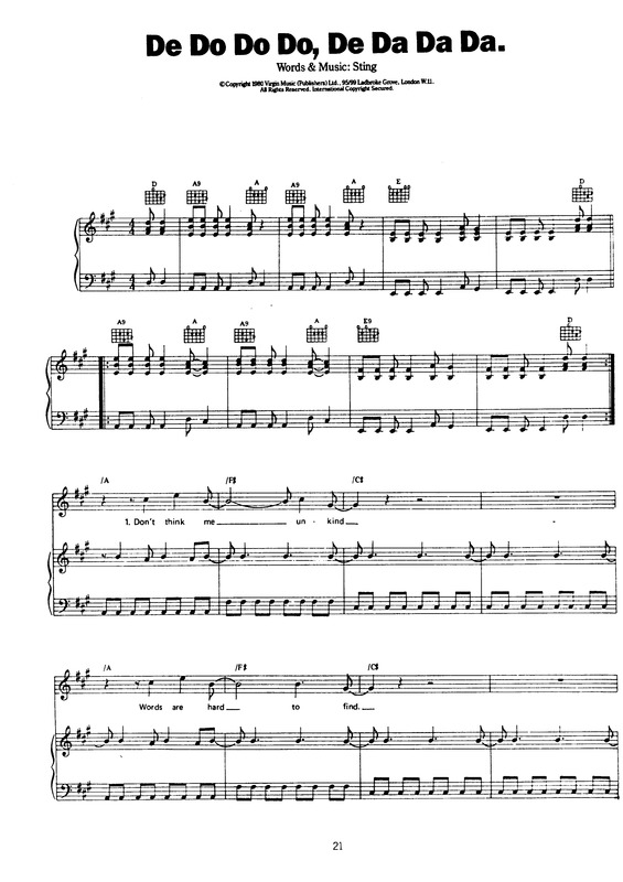 Partitura da música De Do Do Do, De Da Da Da