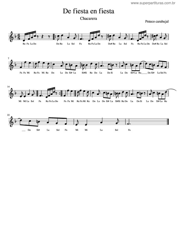 Partitura da música De Fiesta En Fiesta v.2
