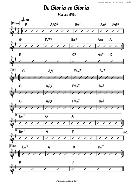 Partitura da música De Gloria En Gloria v.3
