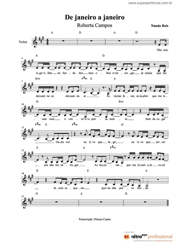 Partitura da música De Janeiro a Janeiro v.2