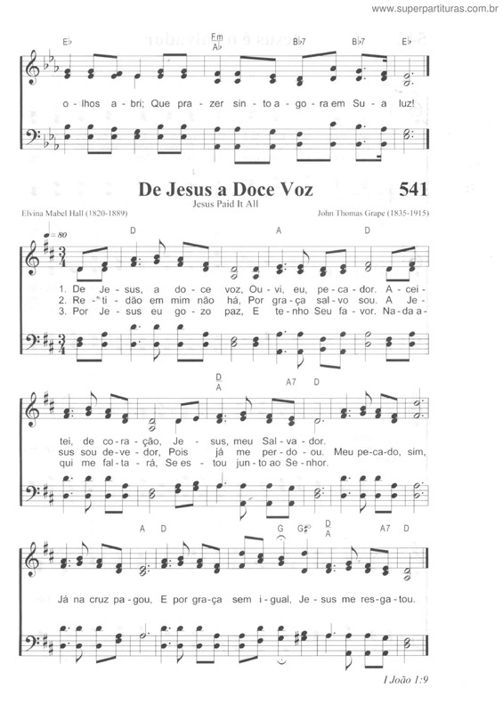 Partitura da música De Jesus A Doce Voz