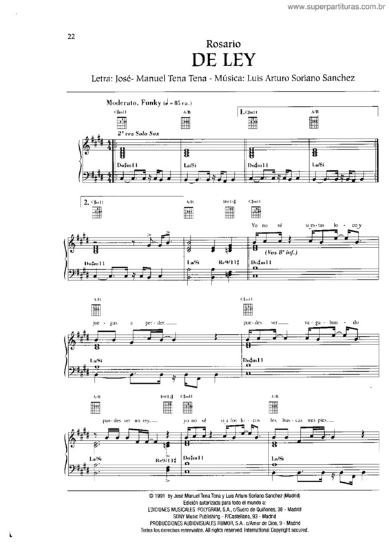 Partitura da música De Ley