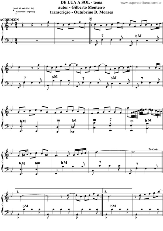 Partitura da música De Lua A Sol