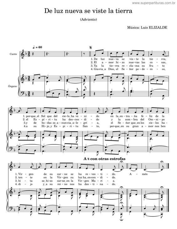 Partitura da música De Luz Nueva Se Viste La Tierra – Luis Elizalde