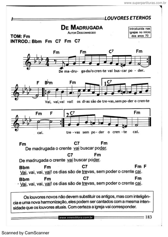 Partitura da música De Madrugada