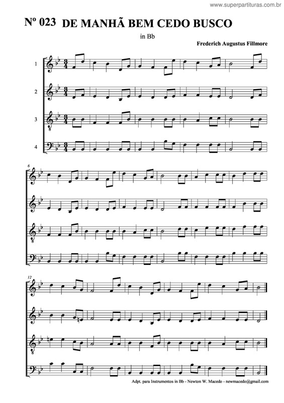 Partitura da música De Manhã Bem Cedo Busco v.2