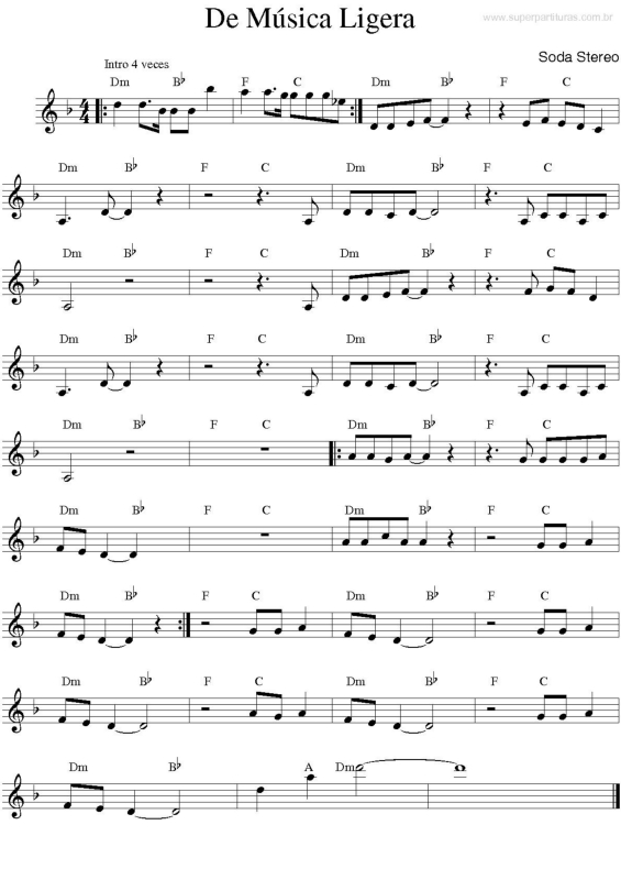 Partitura da música De música Ligera