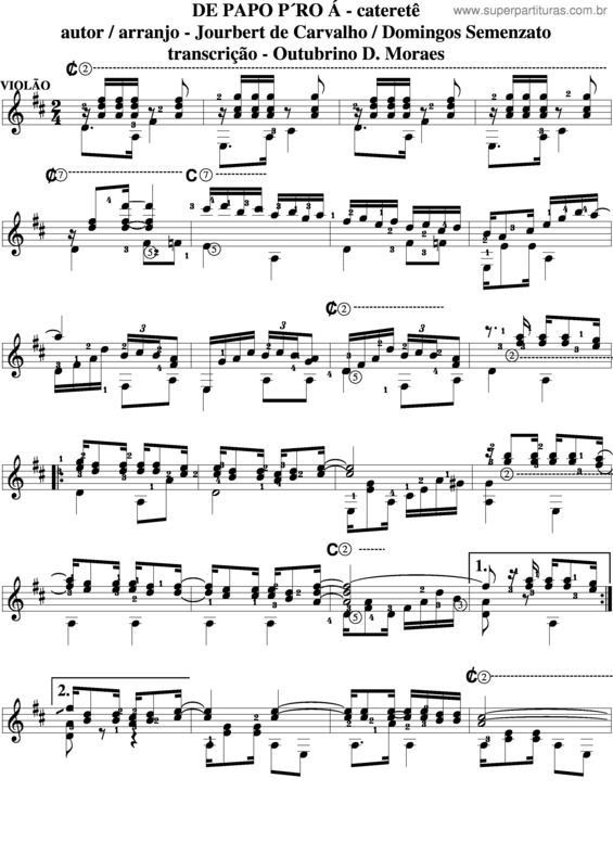 Partitura da música De Papo P´Ro Á