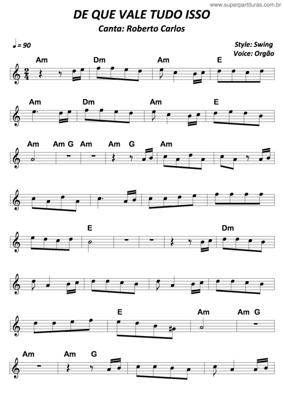 Partitura da música De Que Vale Tudo Isso