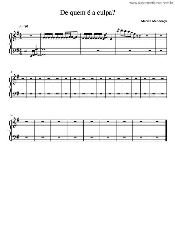 Partitura da música De Quem É A Culpa?