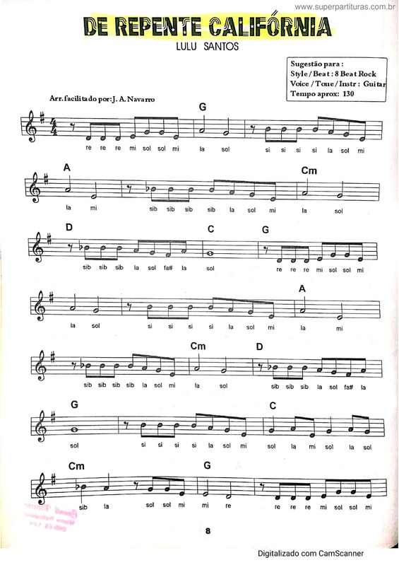 Partitura da música De Repente Califórnia v.4