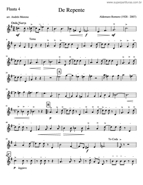Partitura da música De Repente