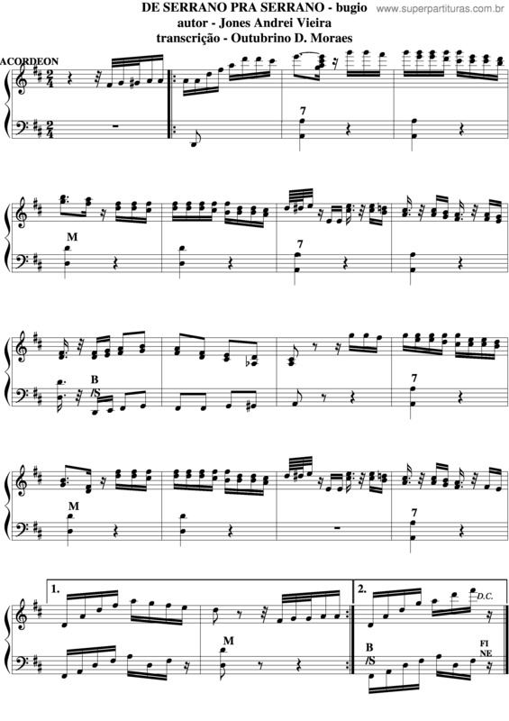 Partitura da música De Serrano Pra Serrano 