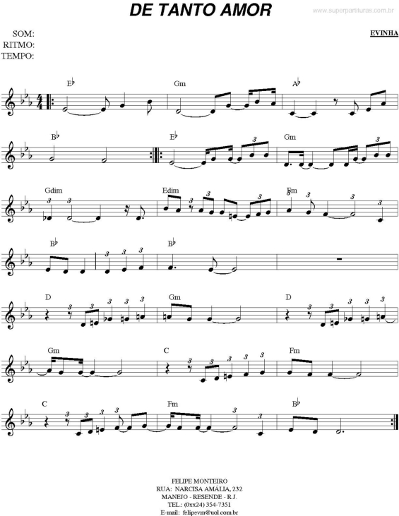 Partitura da música De Tanto Amor