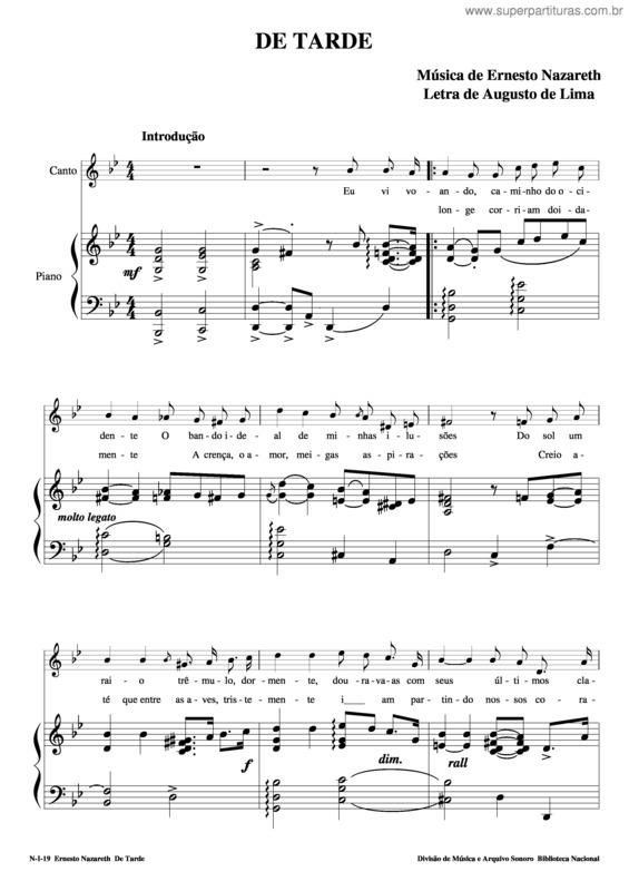 Partitura da música De Tarde v.2