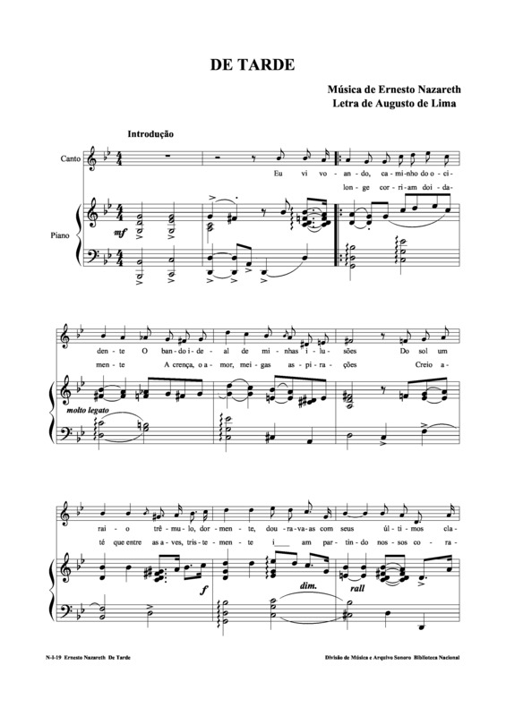 Partitura da música De Tarde v.3