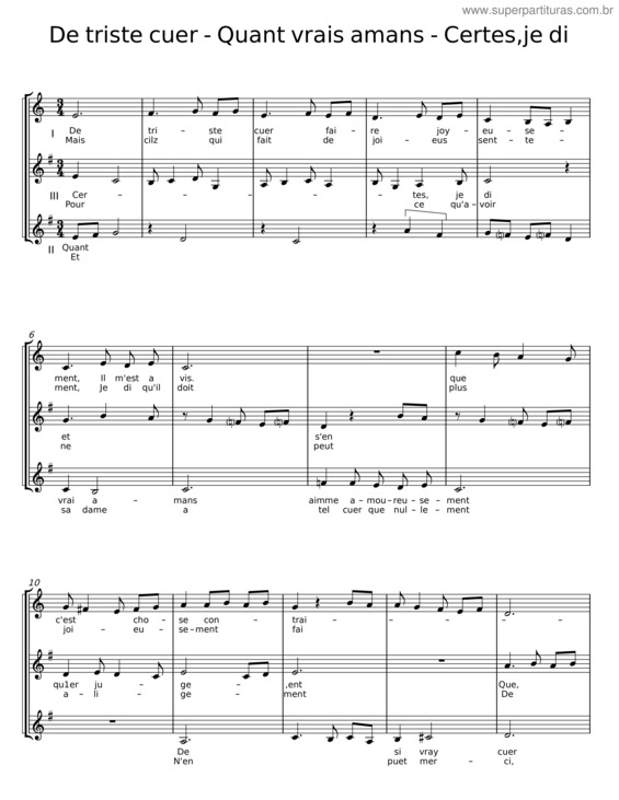 Partitura da música De Triste Cuer