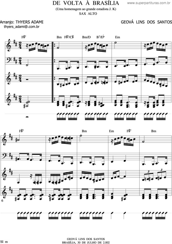 Partitura da música De Volta A Brasilia v.3