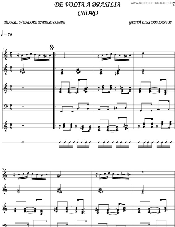 Partitura da música De Volta A Brasilia v.4