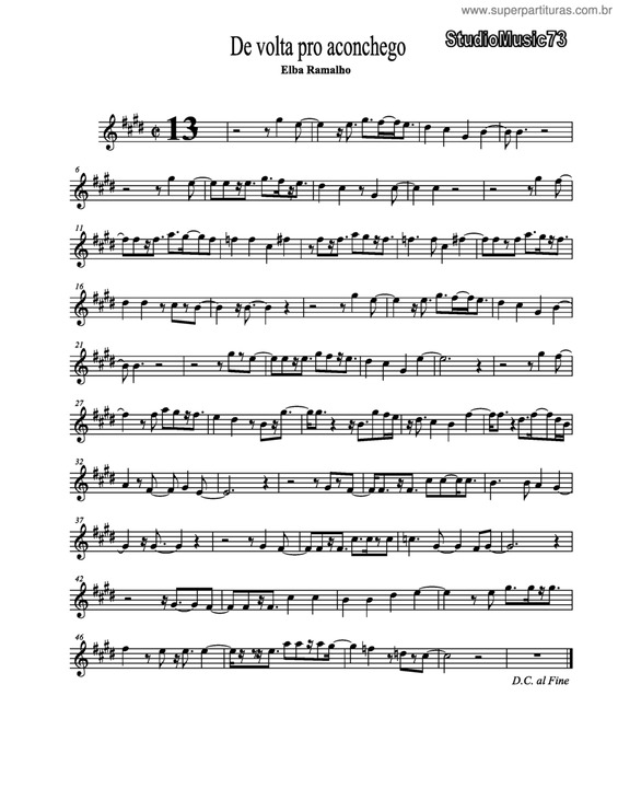 Partitura da música De Volta Pro Aconchego v.2