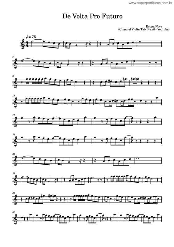Partitura da música De Volta Pro Futuro – Roupa Nova