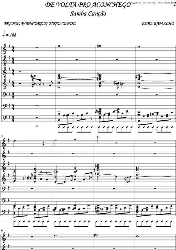 Partitura da música De Volta Pro Meu Aconchego v.3