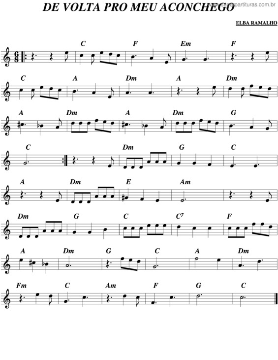 Partitura da música De Volta Pro Meu Aconchego v.4